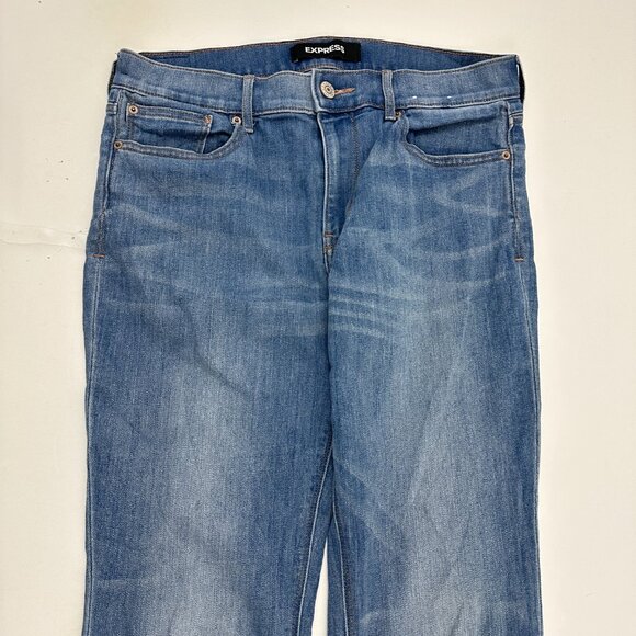 Express Barely Boot Mid Rise Distressed Women's size 10 Medium Blue Denim jeans - Picture 2 of 5